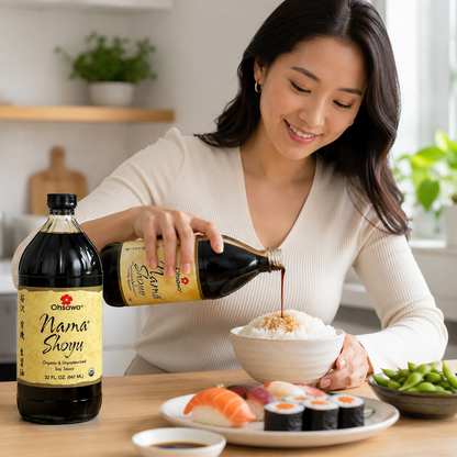 Ohsawa Nama Japanese Soy Shoyu Organic and Aged in 150 Year Cedar 32 oz