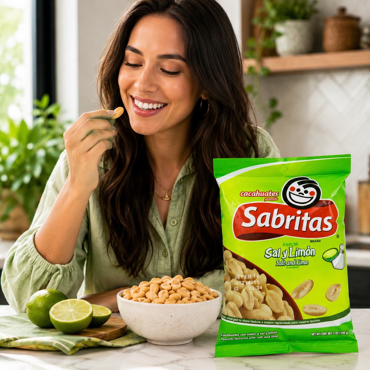 Sabritas Salt And Lime Peanuts 7 Ounce