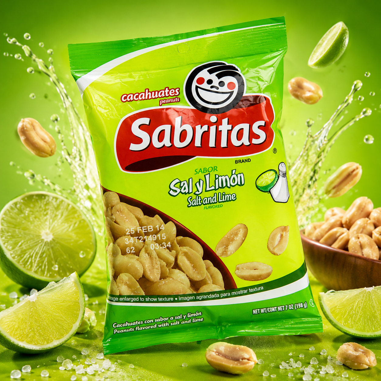 Sabritas Salt And Lime Peanuts 7 Ounce