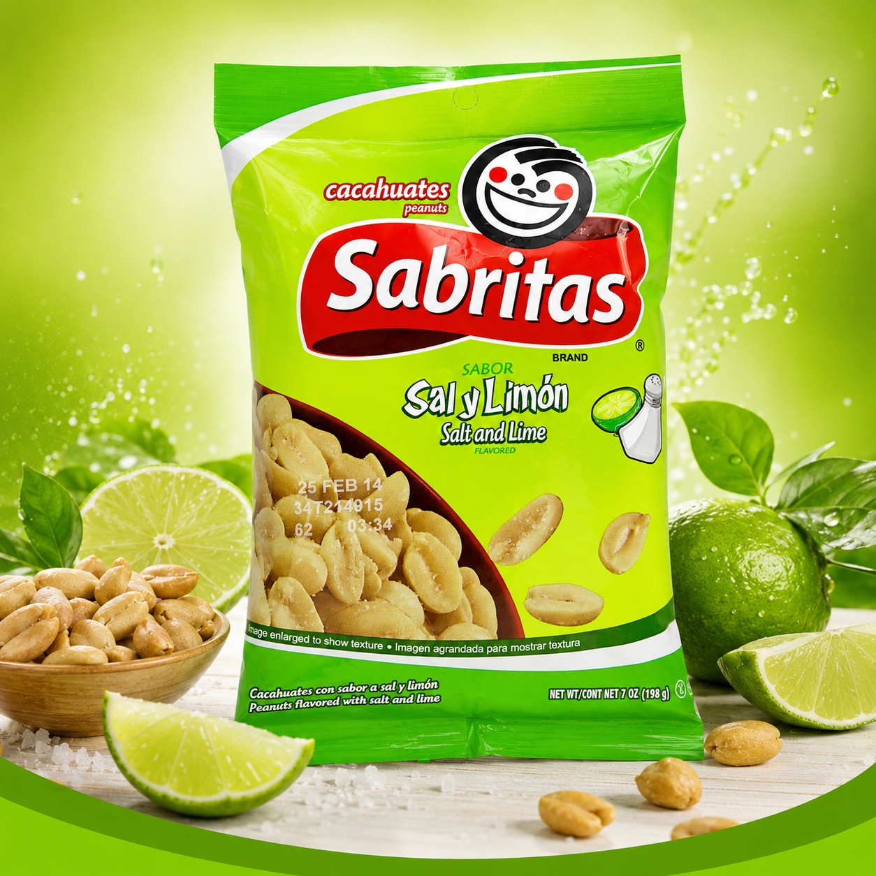 Sabritas Salt And Lime Peanuts 7 Ounce