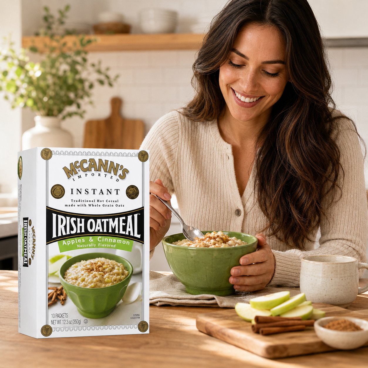McCann's Instant Cinnamon Apple Irish Oatmeal Apple Cinnamon 10 ct 12.3 oz