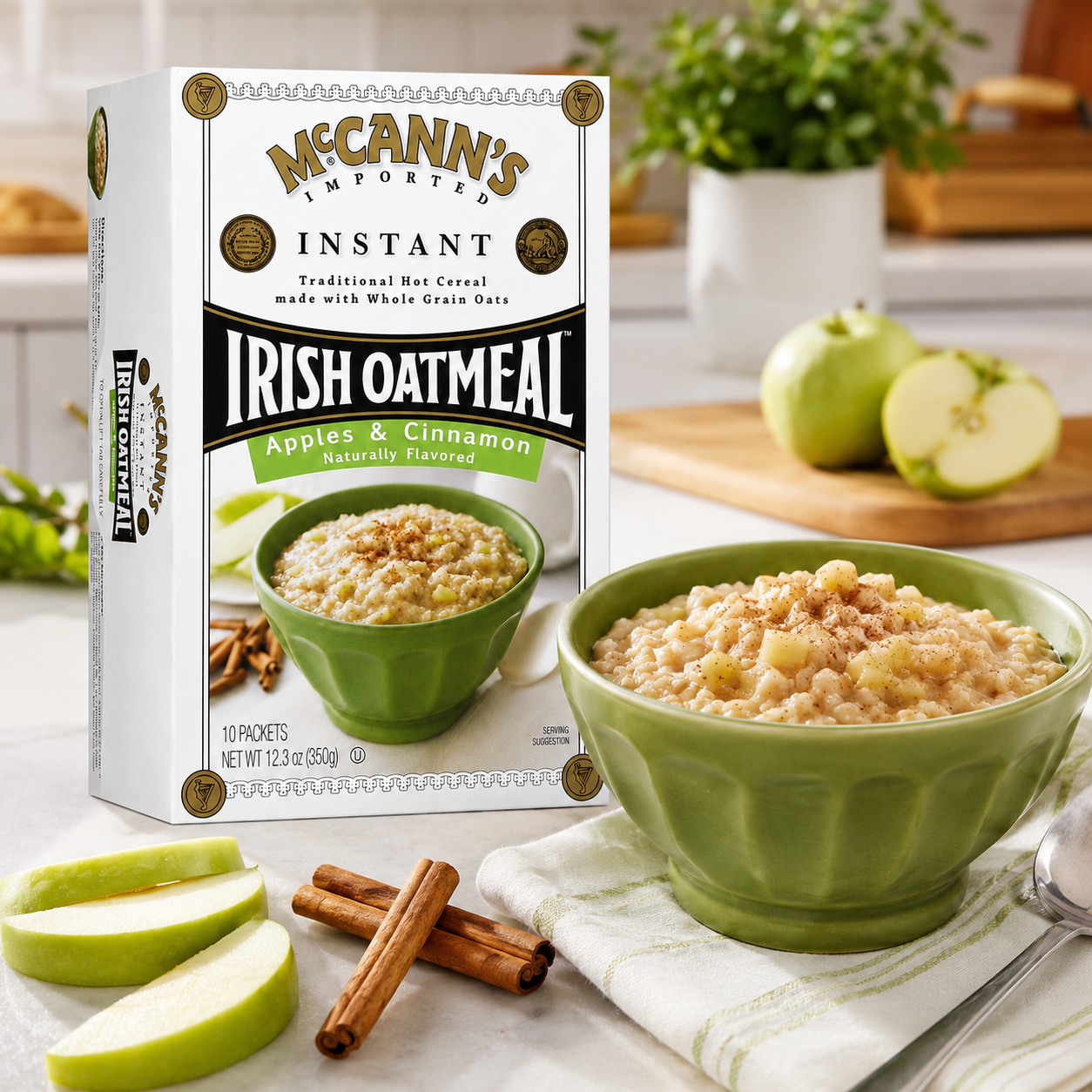 McCann's Instant Cinnamon Apple Irish Oatmeal Apple Cinnamon 10 ct 12.3 oz