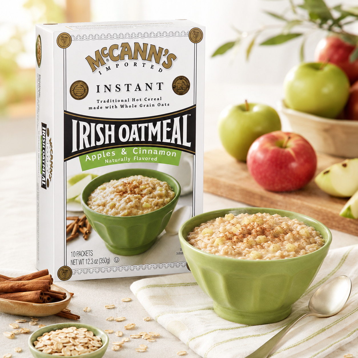 McCann's Instant Cinnamon Apple Irish Oatmeal Apple Cinnamon 10 ct 12.3 oz