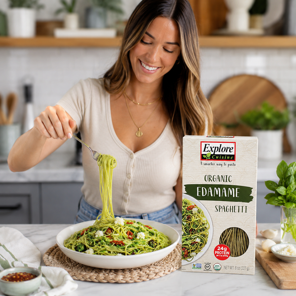 Explore Cuisine Organic Edamame Spaghetti Easy to Make Pasta High 8 oz