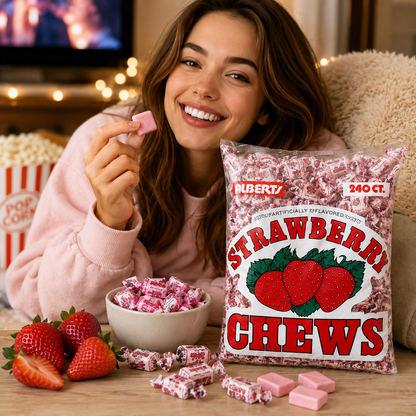Alberts Strawberry Strawberry Fruit Chews Penny Candy