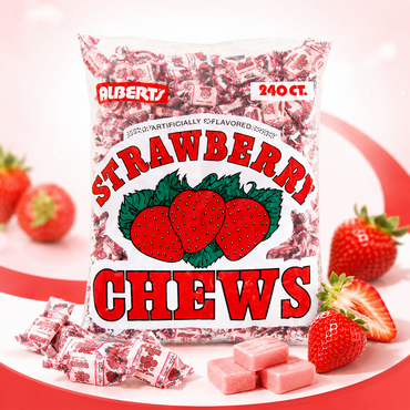 Alberts Strawberry Strawberry Fruit Chews Penny Candy