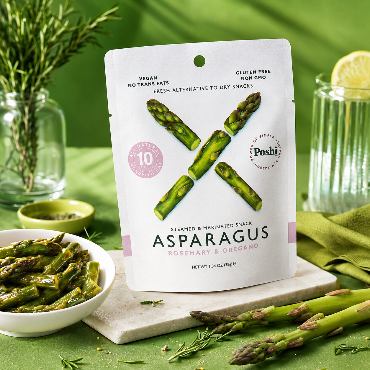 Poshi Marinated Snack Gluten Free Non Snack Each Asparagus 1.34 oz