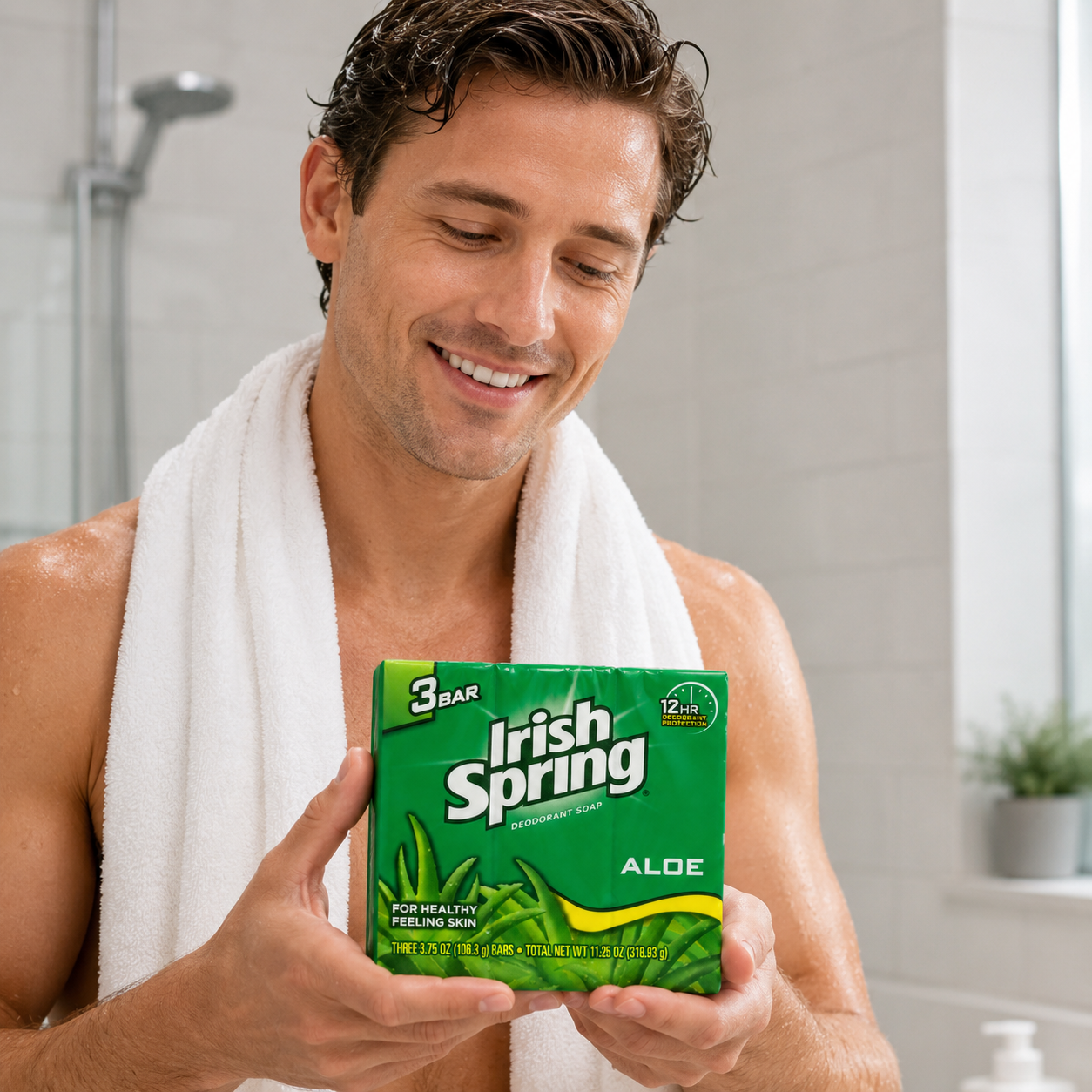Irish Spring Deodorant Bath Bar Aloe 3 Count 3.75 Ounce