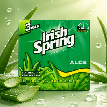 Irish Spring Deodorant Bath Bar Aloe 3 Count 3.75 Ounce
