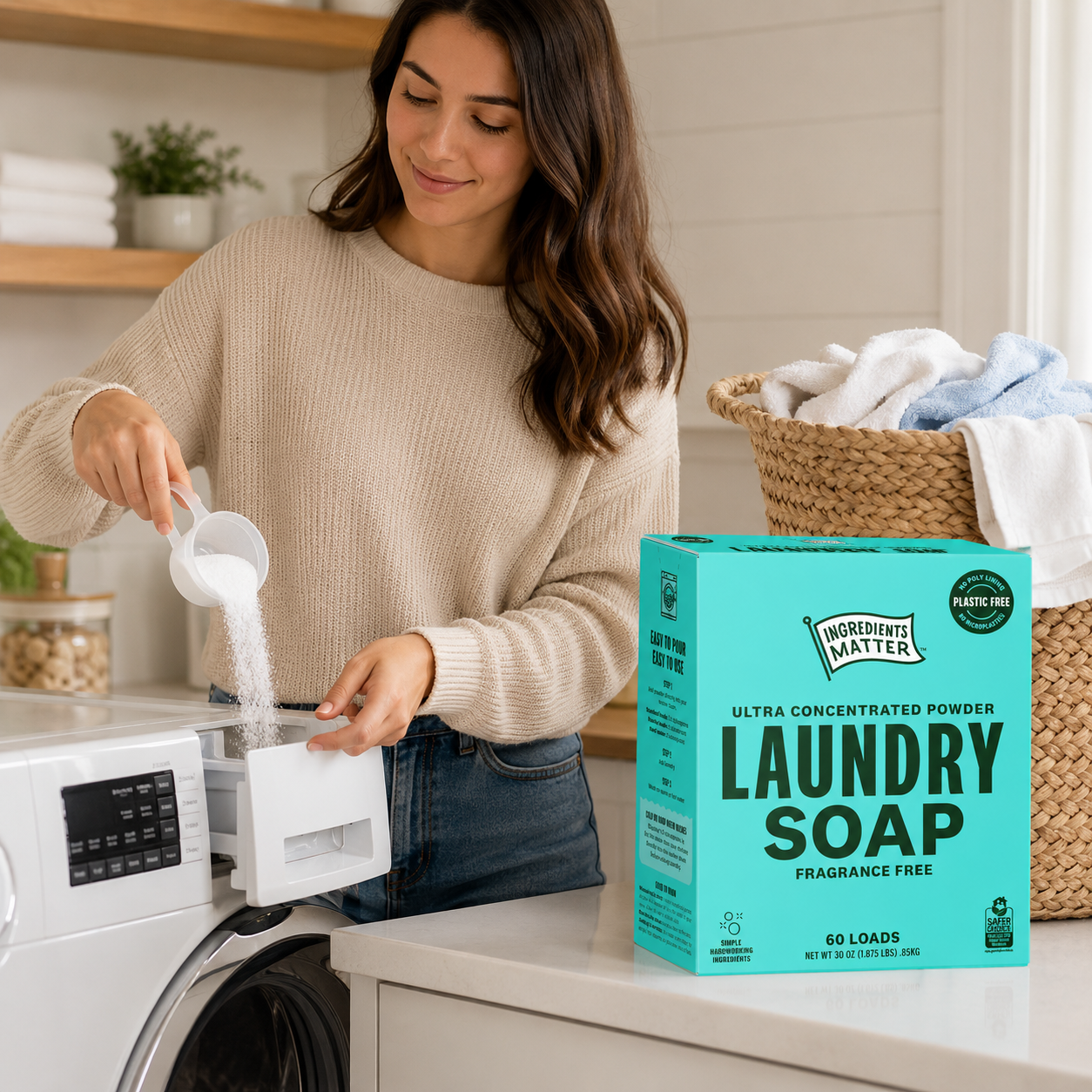 Ingredients Matter Powder Laundry Soap Fragrance Free Hypoallergenic Detergent Natural 30 oz