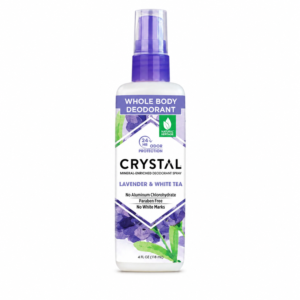 Crystal Essence All Over Body Deodorant Mineral Deodorant Body Spray Lavendar & White Tea 4 oz
