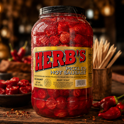 Herb's Snack Foods Pickled Hot Sausage Beef & Chicken No Pork 39 ct 64 oz