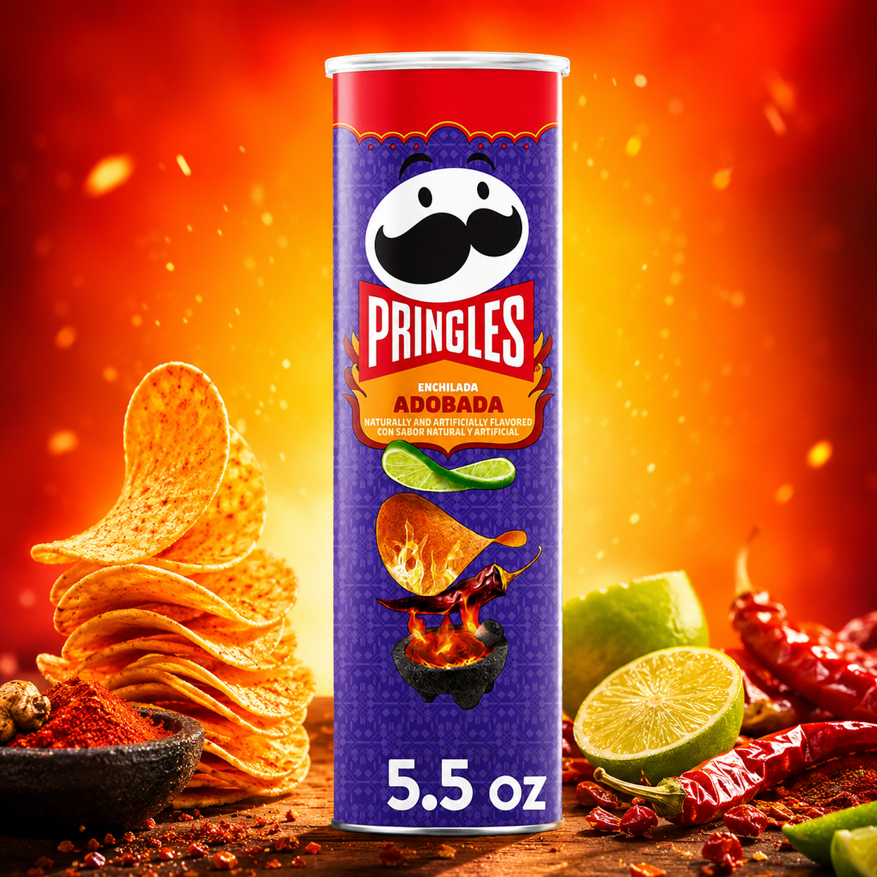Pringles Potato Crisps Enchilada Adobada 5.5oz Can 1 Can