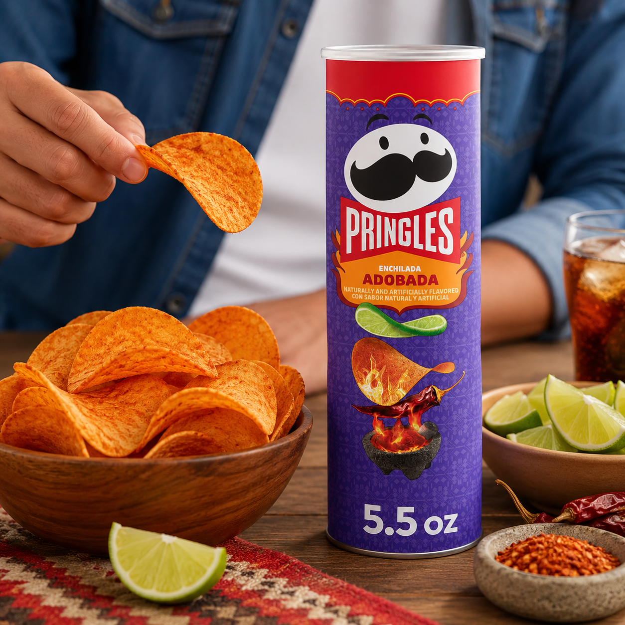 Pringles Potato Crisps Enchilada Adobada 5.5oz Can 1 Can