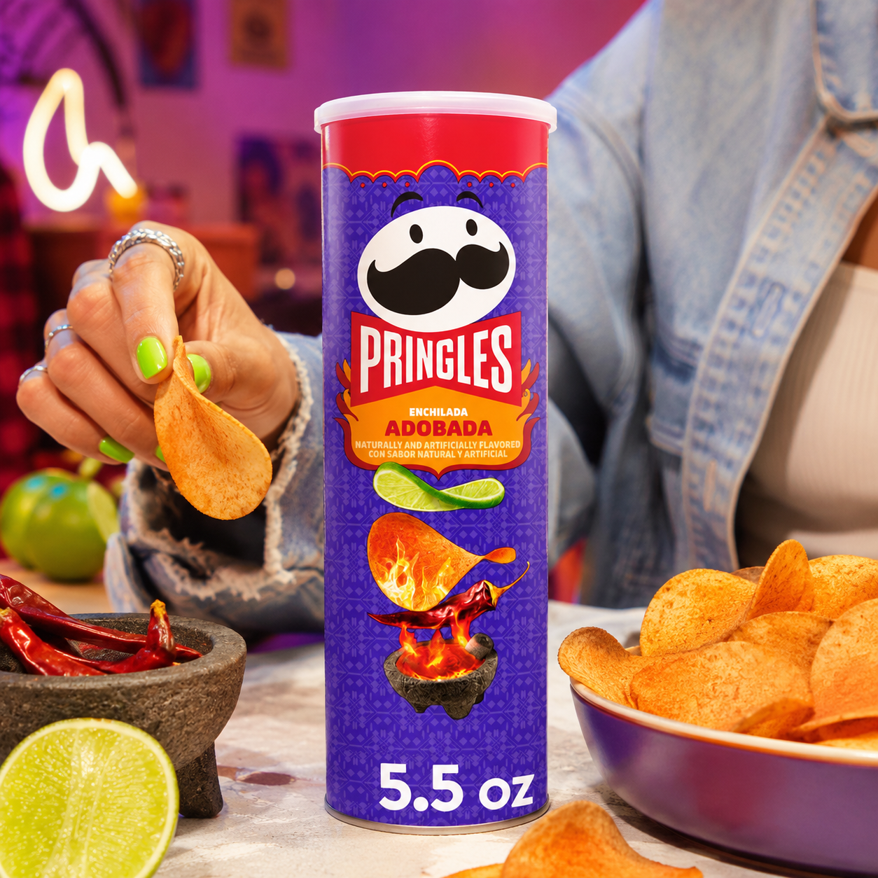 Pringles Potato Crisps Enchilada Adobada 5.5oz Can 1 Can