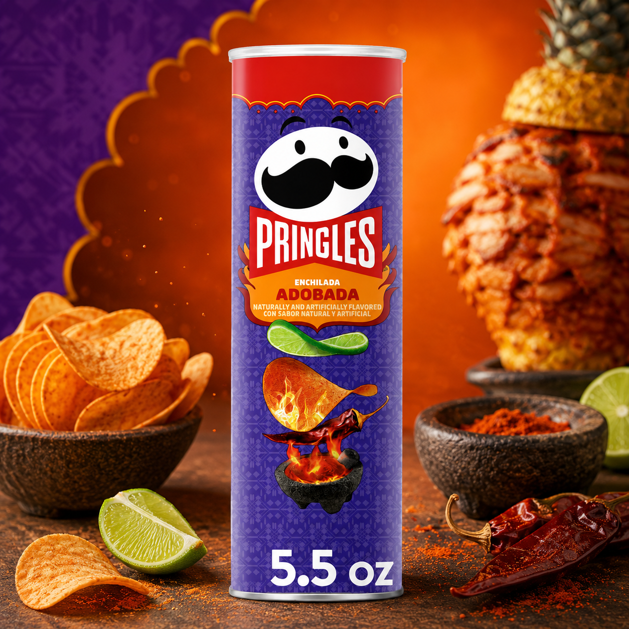 Pringles Potato Crisps Enchilada Adobada 5.5oz Can 1 Can