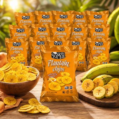 SAMAI Naturally Sweet Plantain Chips Gluten Free, All Natural, NON-GMO and Kosher 2.65oz (Pack of 15)