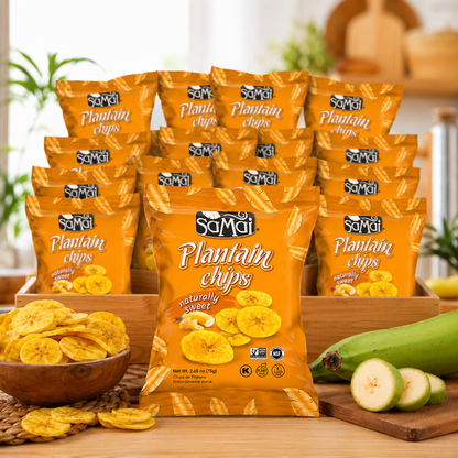 SAMAI Naturally Sweet Plantain Chips Gluten Free, All Natural, NON-GMO and Kosher 2.65oz (Pack of 15)