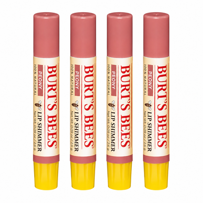 Burt's Bees Lip Shimmer Peony 0.09 Ounces Value (Pack of 4)