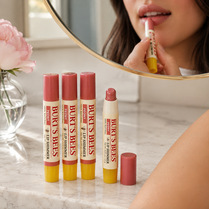Burt's Bees Lip Shimmer Peony 0.09 Ounces Value (Pack of 4)