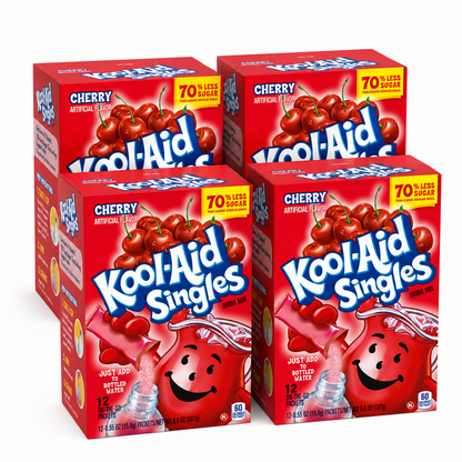 Kool-Aid Cherry Unsweetened Soft Drink Mix 0.13-Ounce Envelopes (Pack of 48)
