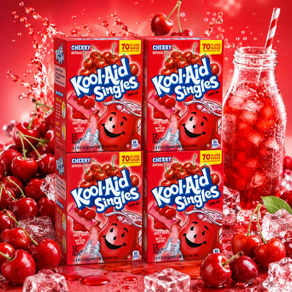 Kool-Aid Cherry Unsweetened Soft Drink Mix 0.13-Ounce Envelopes (Pack of 48)