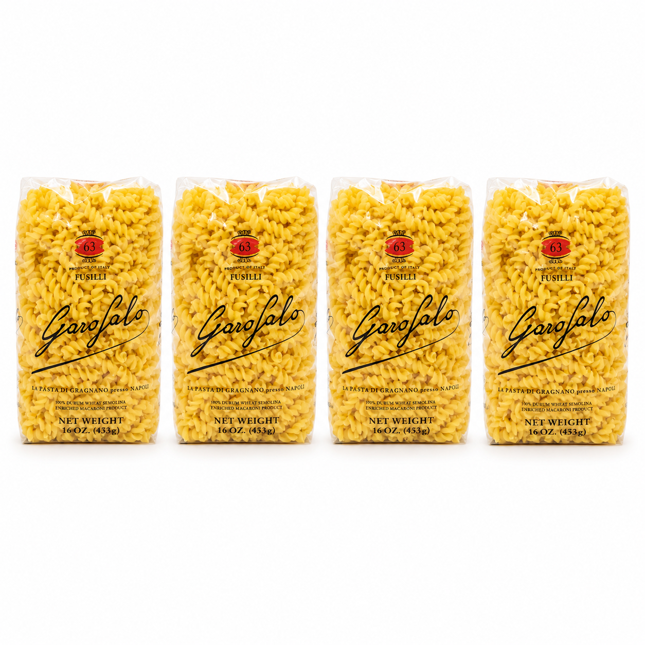 GAROFALO Premium Durum Wheat Semolina Fusilli Pasta Italian Made Bronze-Drawn (Pack of 4)