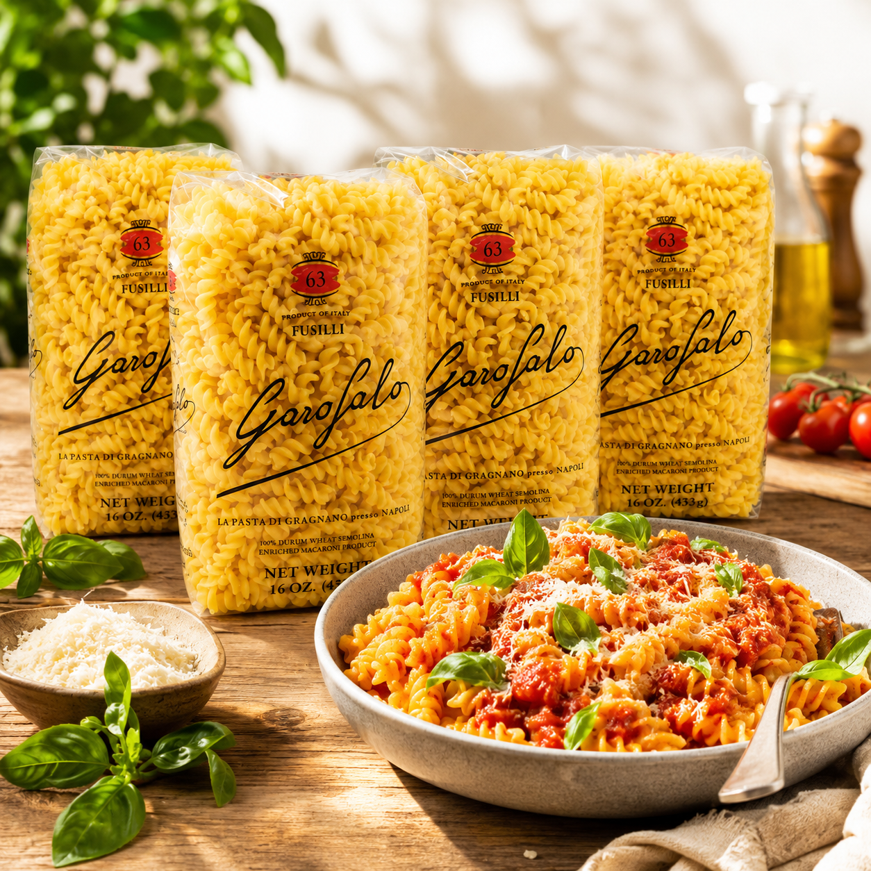 GAROFALO Premium Durum Wheat Semolina Fusilli Pasta Italian Made Bronze-Drawn (Pack of 4)