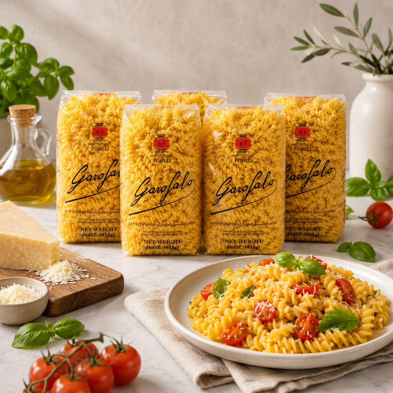 GAROFALO Premium Durum Wheat Semolina Fusilli Pasta Italian Made Bronze-Drawn (Pack of 4)