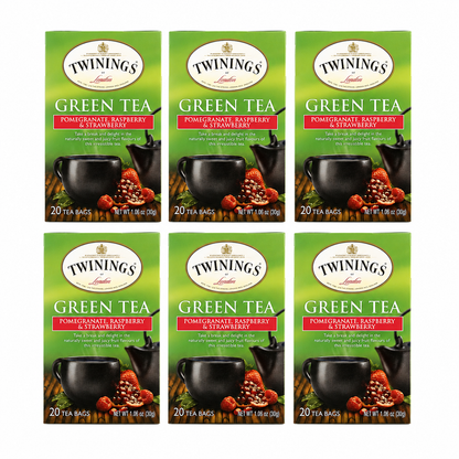 Twinings Green Tea Pomegranate Raspberry & Strawberry 20 Bags Case of 6