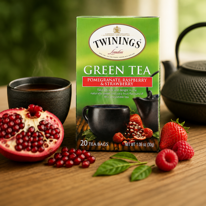 Twinings Green Tea Pomegranate Raspberry & Strawberry 20 Bags Case of 6