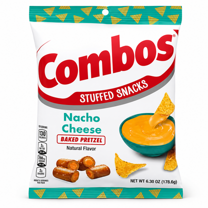 Combos Pretzel Snack Mix Nacho Cheese Flavor Baked 6.3 oz