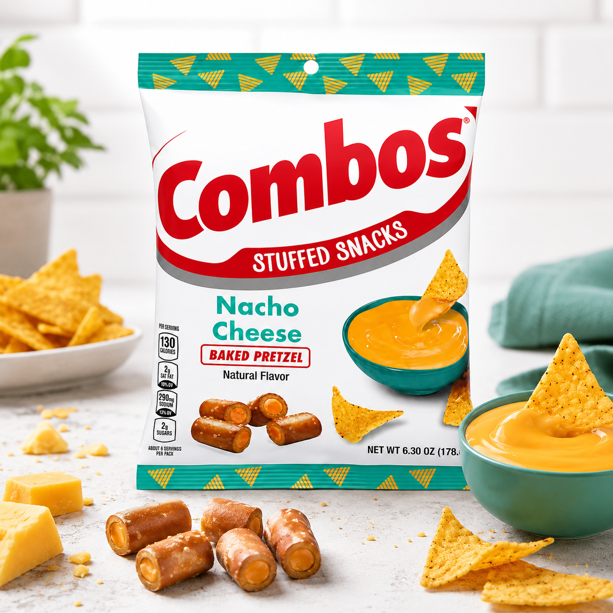 Combos Pretzel Snack Mix Nacho Cheese Flavor Baked 6.3 oz