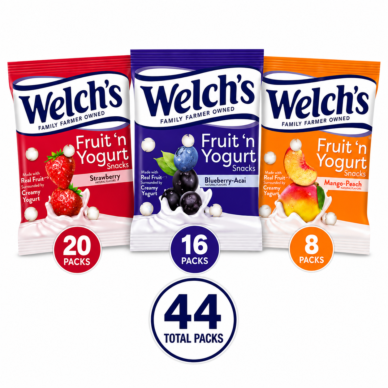 Welch's Fruit 'n Yogurt Snacks Variety Pack - Strawberry, Blueberry Acai & Mango Peach, 0.7 oz Bags