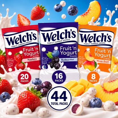 Welch's Fruit 'n Yogurt Snacks Variety Pack - Strawberry, Blueberry Acai & Mango Peach, 0.7 oz Bags