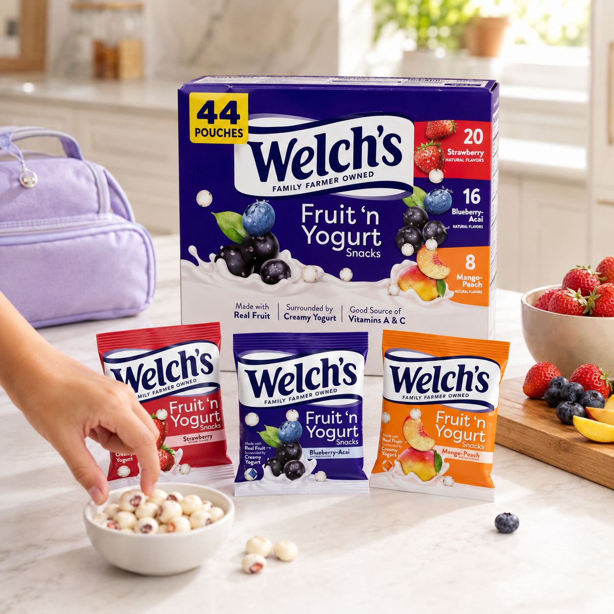 Welch's Fruit 'n Yogurt Snacks Variety Pack - Strawberry, Blueberry Acai & Mango Peach, 0.7 oz Bags