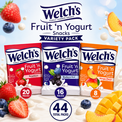 Welch's Fruit 'n Yogurt Snacks Variety Pack - Strawberry, Blueberry Acai & Mango Peach, 0.7 oz Bags