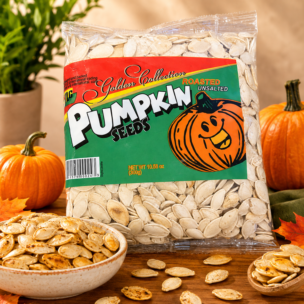 Golden Collection Unsalted Roasted Pumpkin Seeds 10.58 oz
