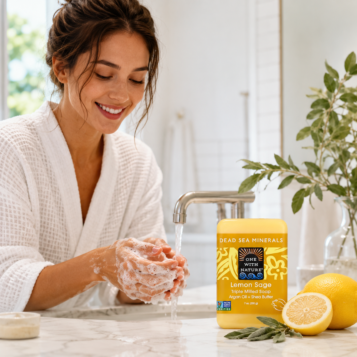 One With Nature Dead Sea Mineral Soap Lemon Sage 7-ozs One With Nature
