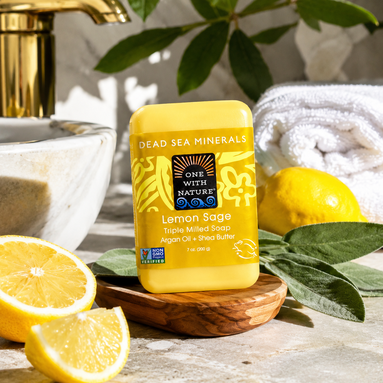 One With Nature Dead Sea Mineral Soap Lemon Sage 7-ozs One With Nature