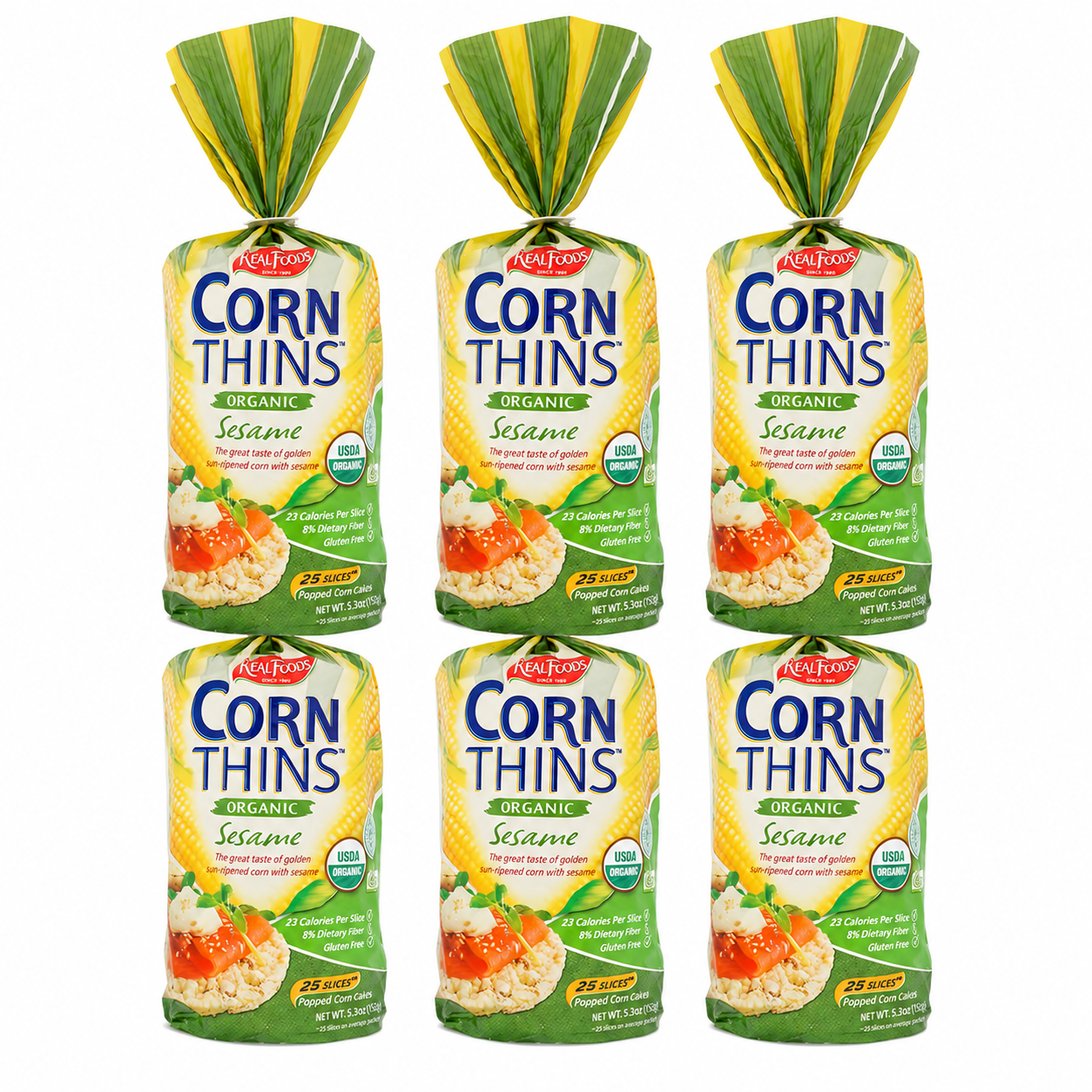 REAL FOODS CORN THIN SESAME ORG, 5.3 OZ (6 pack)
