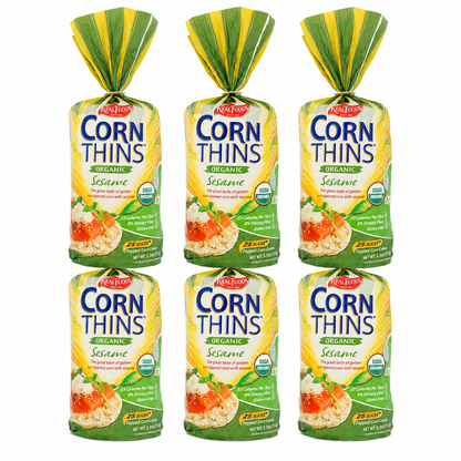 REAL FOODS CORN THIN SESAME ORG, 5.3 OZ (6 pack)