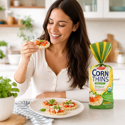 REAL FOODS CORN THIN SESAME ORG, 5.3 OZ (6 pack)