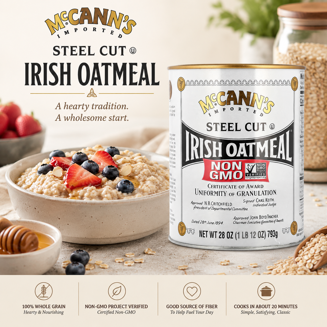 McCann's Irish Oatmeal Steel Cut 28 oz