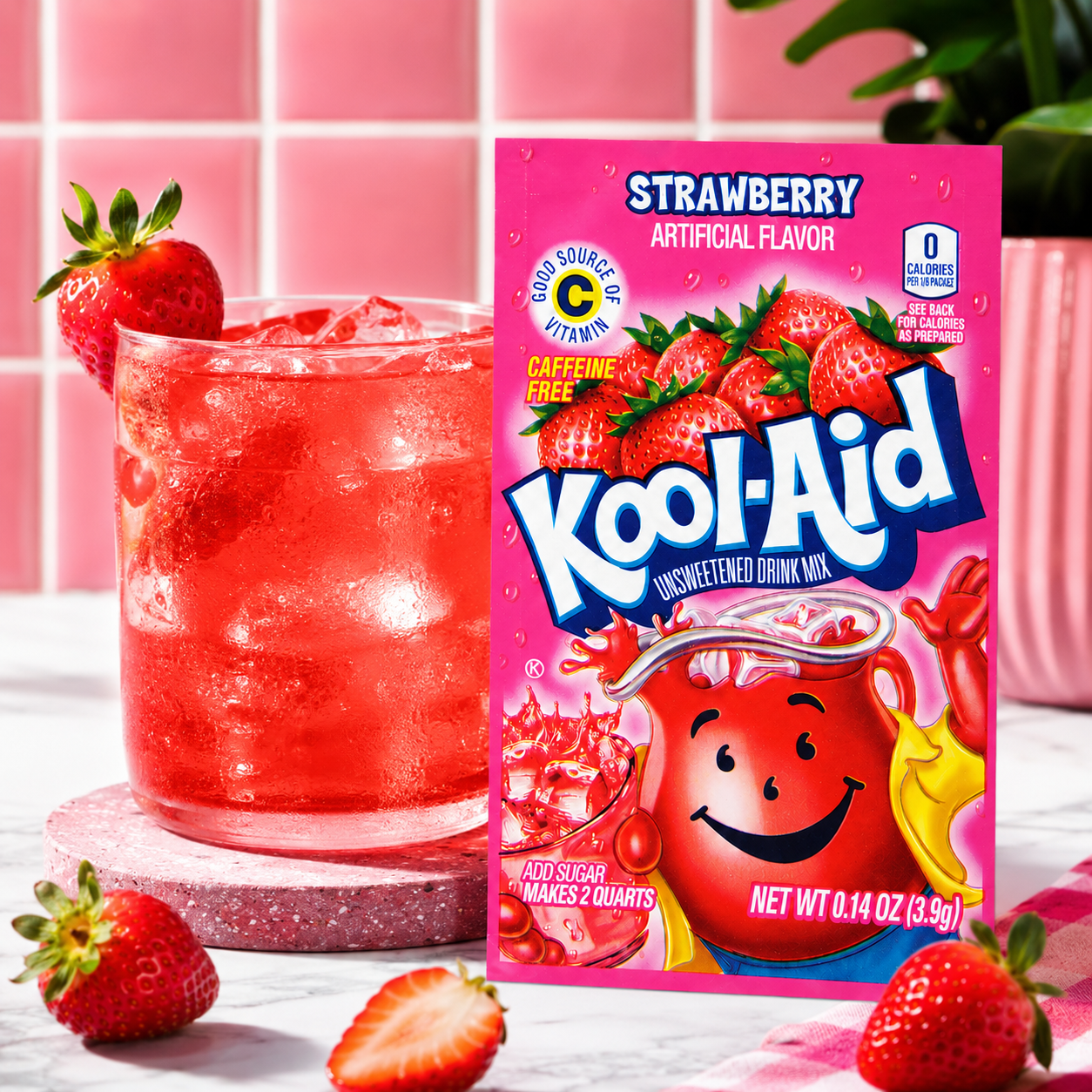 Kool-Aid Strawberry Flavored Unsweetened Caffeine Free Powdered Drink Mix 48 ct