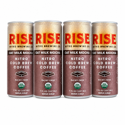RISE Brewing Co. Oat Milk Mocha Nitro Cold Brew Latte Organic Non-GMO Vegan Dairy Free 7 fl. oz. Cans