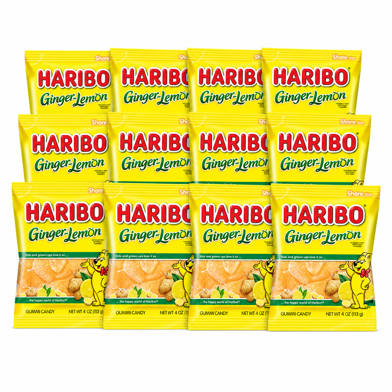 HARIBO Ginger-Lemon Gummi Candy Share Size Bags Soft & Chewy Sweet Snacks Zesty Lemon & Warm Ginger Flavor 5 oz