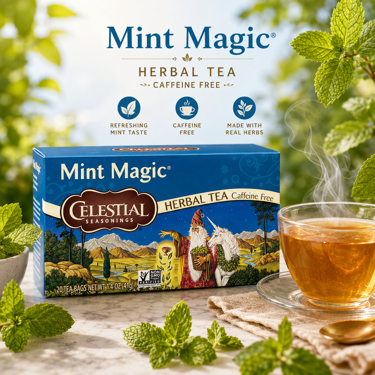 Celestial Seasonings Herbal Tea Mint Magic 20 Count
