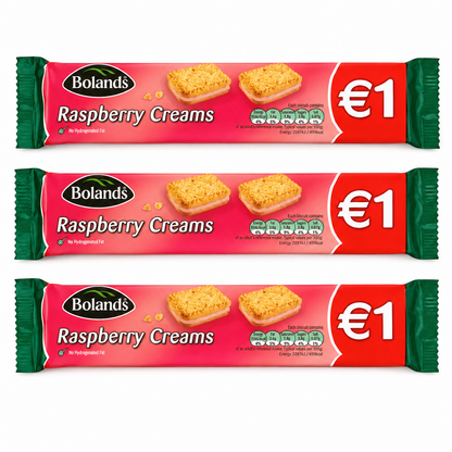 Bolands Raspberry Creams Irish Cookies (Pack of 3) 125g Each