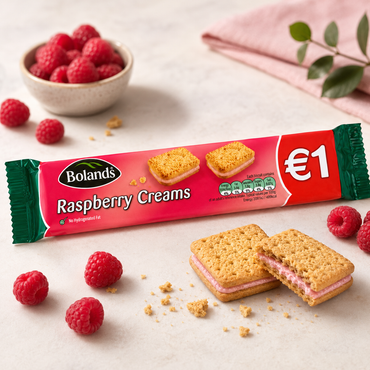 Bolands Raspberry Creams Irish Cookies (Pack of 3) 125g Each